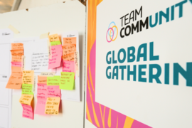 Board with notes and TCU logo at Global Gathering 2023