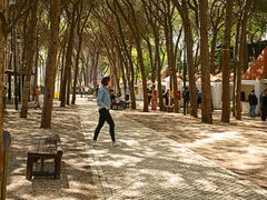 2023 Global Gathering venue aisle with a person walking